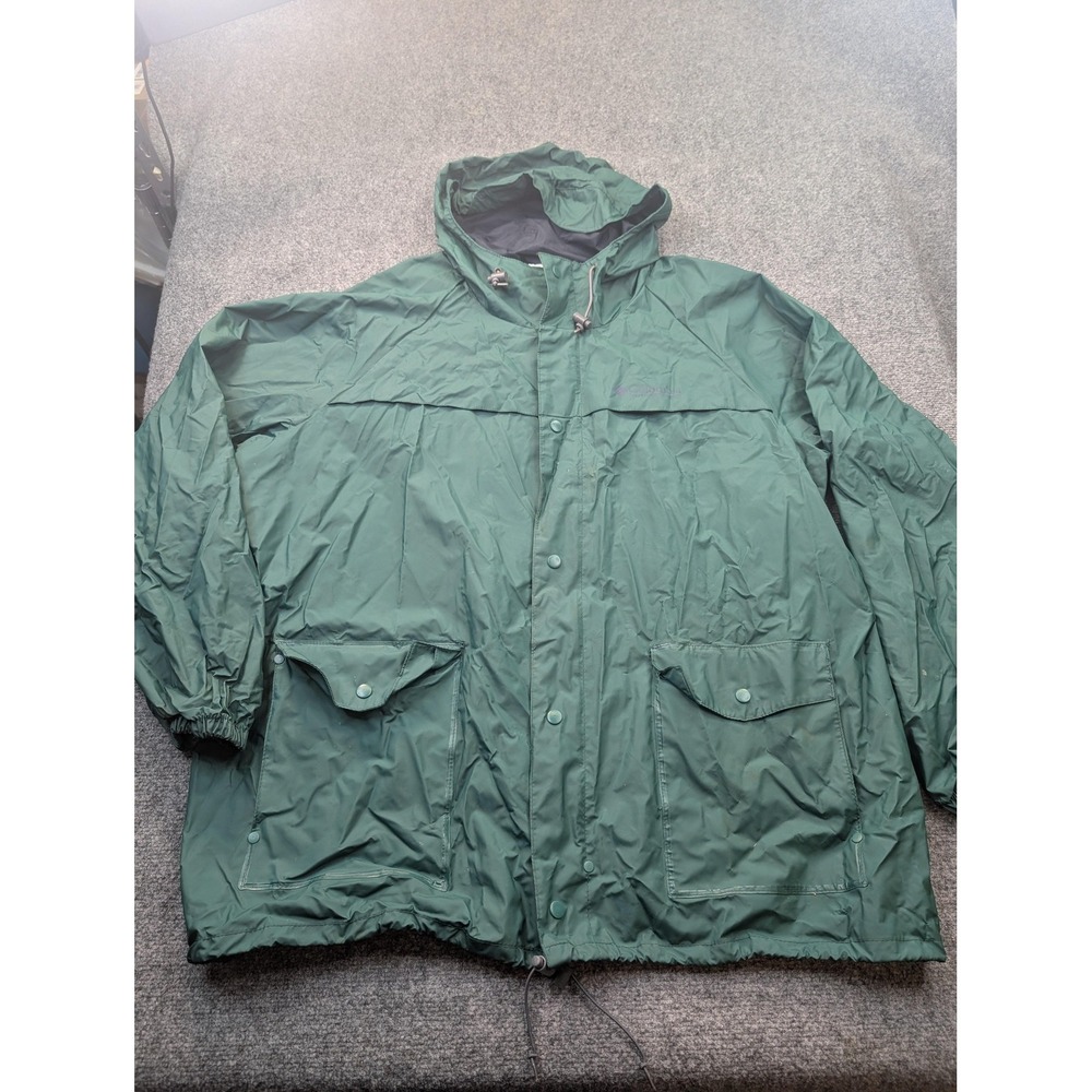 Columbia Jacket‎ Mens 2XL Green Hooded Rain Parka Drawstring Outdoors Coat